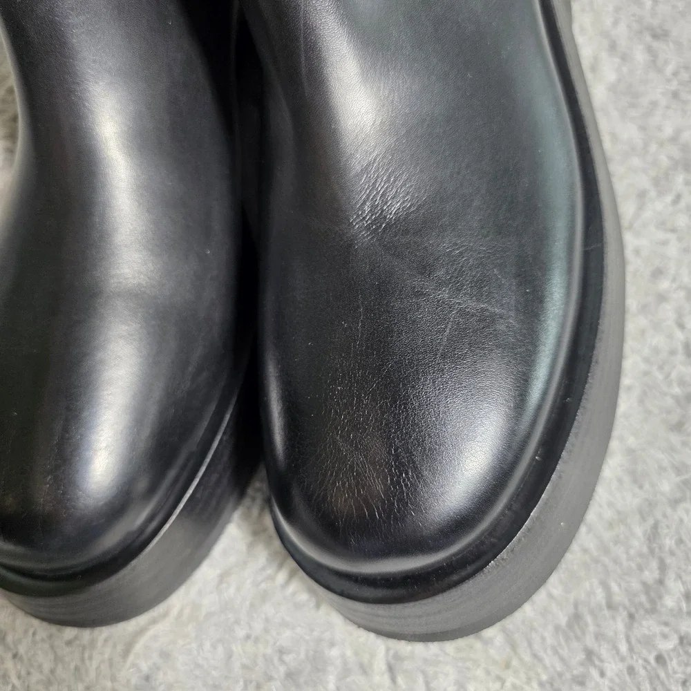 $2320 Marsell Fondello Black Calf Leather Knee High Riding Boots EU 36.5 US 6.5‎